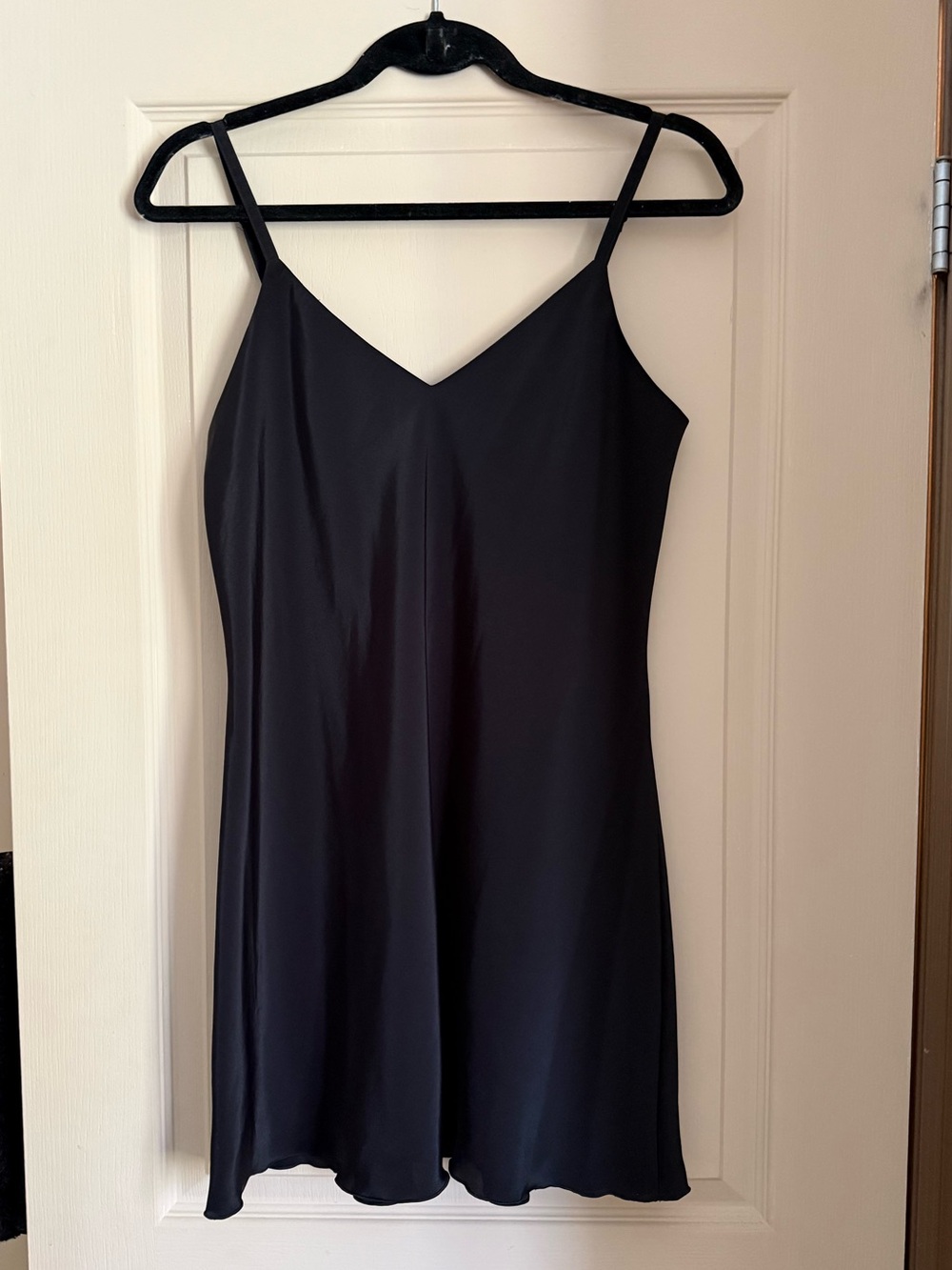 Women's Black Slip Dress - Classic V-Neck Nightwear